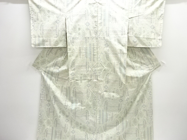 JAPANESE KIMONO / UNUSED WHITE OSHIMA (5 maruki) / WOVEN SARASA